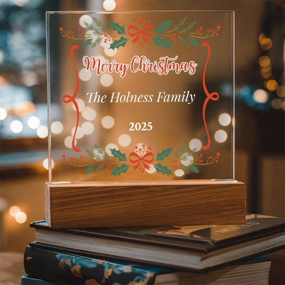 Personalized Merry Christmas Acrylic Square Plaque