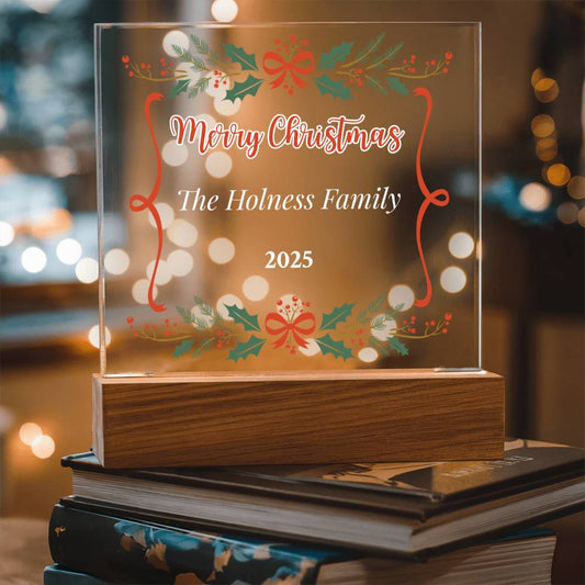 Personalized Merry Christmas Acrylic Square Plaque