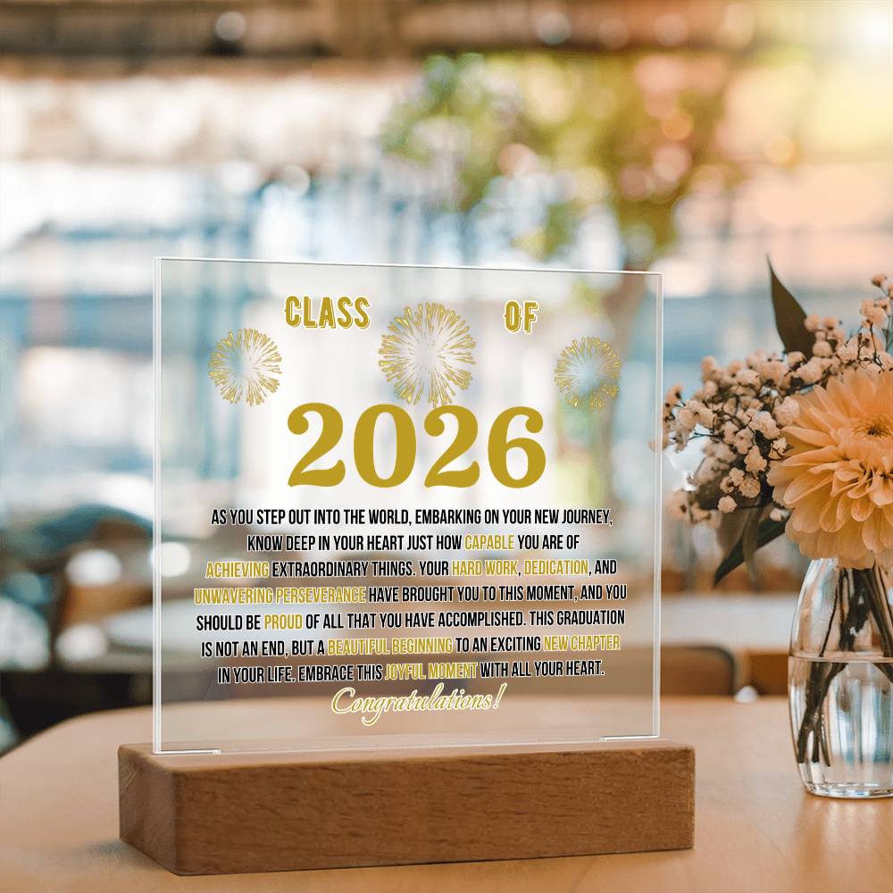 Class of 2026 Acrylic Plaque Gift – Inspirational Graduation Keepsake