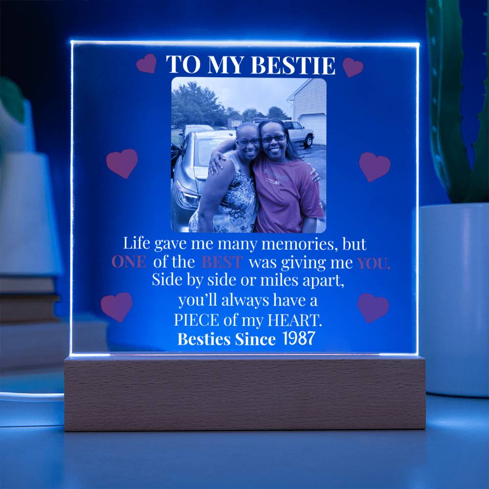 To My Bestie Personalized Photo and Date Acrylic Square Plaque