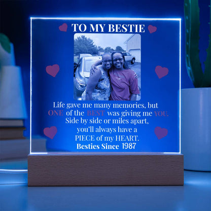 To My Bestie Personalized Photo and Date Acrylic Square Plaque