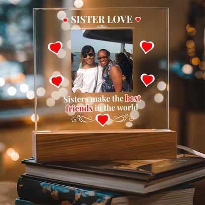 Sister Love Personalized Photo Acrylic Square Plaque