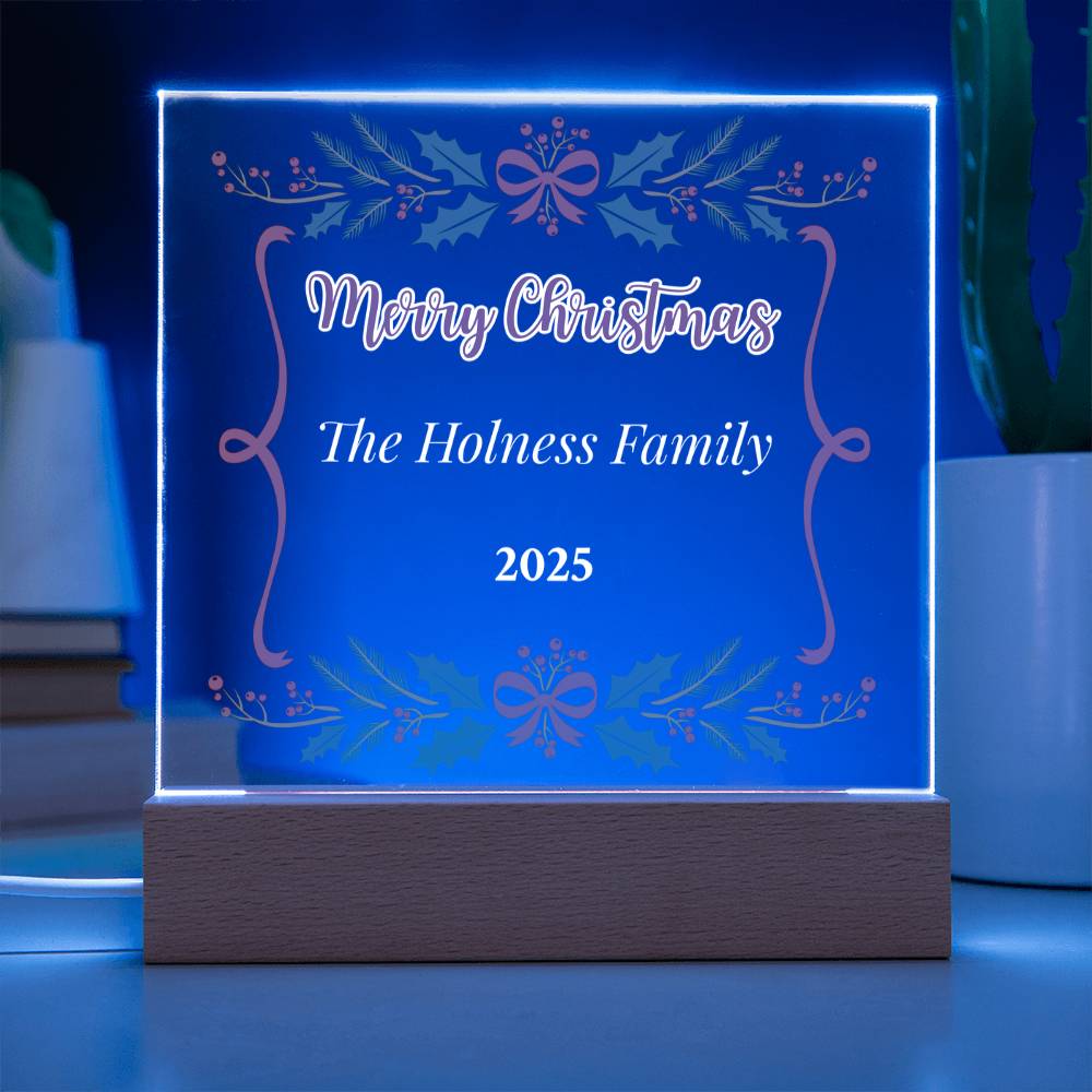 Personalized Merry Christmas Acrylic Square Plaque