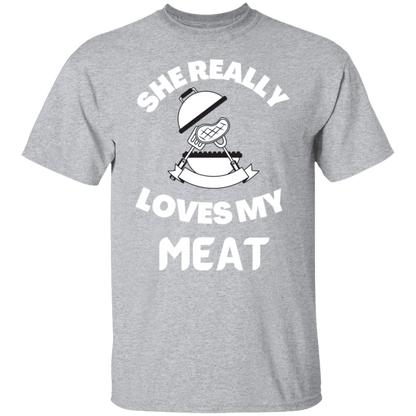 SHE REALLY LOVES MY MEAT T SHIRT - ALL4THEGIFTOFIT