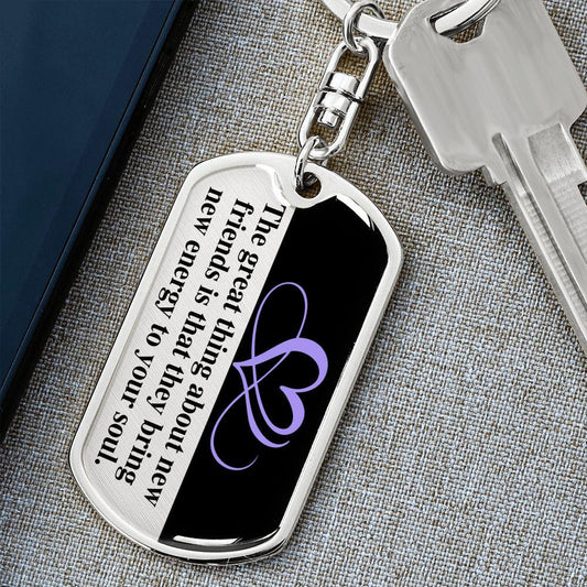 Great Thing About Friends | Dog Tag Swivel Keychain - ALL4THEGIFTOFIT