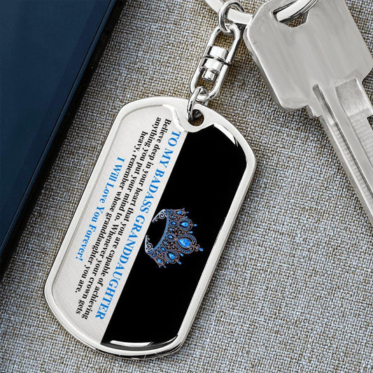 To My Badass Granddaughter | You are Capable | Dog Tag Swivel Keychain - ALL4THEGIFTOFIT