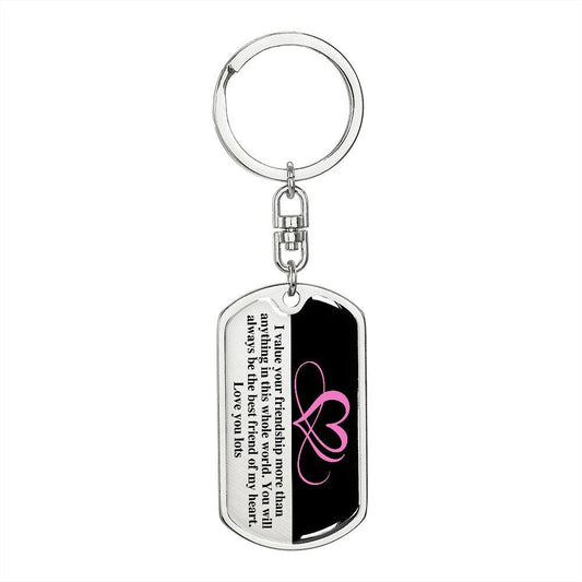 Best Friend of My Heart | Pink | Dog Tag Swivel Keychain - ALL4THEGIFTOFIT