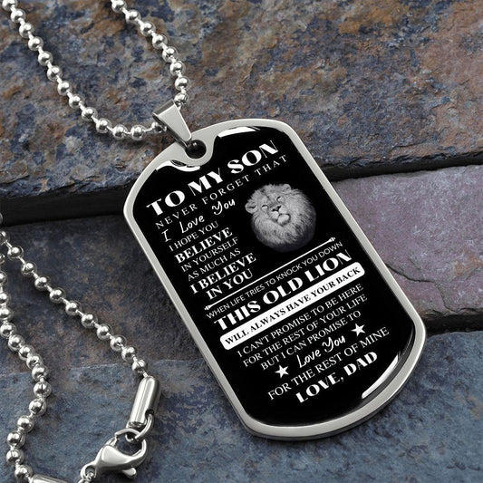 To My Son | I Will Always Have Your Back | Love, Dad | Dog Tag Lion - ALL4THEGIFTOFIT