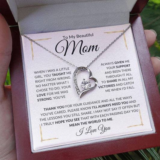 To My Beautiful Mom - You Mean The World To Me | Forever Love Necklace - ALL4THEGIFTOFIT