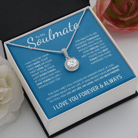 To My Soulmate (Blue Card) | I Love You Forever & Always | Eternal Hope Necklace - Gift for Wife, Fiance, Girlfriend - ALL4THEGIFTOFIT