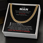 To My Man | My One True Love | Cuban Link Chain - Gift for Husband, Soulmate, Fiance, Boyfriend - ALL4THEGIFTOFIT