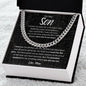 To My Son (Textured Black) | I am Proud of You | Cuban Link Chain) - ALL4THEGIFTOFIT