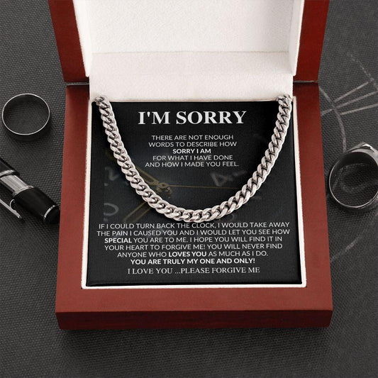 I'm Sorry - Please Forgive Me | Cuban Link Chain - Gift for Husband, Soulmate, My Man, Fiancé, Boyfriend - ALL4THEGIFTOFIT
