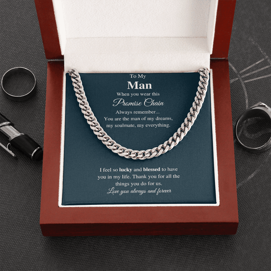 To My Man | My Soulmate, My Everything | Cuban Link Chain - Gift for Husband, Fiancé, Boyfriend - ALL4THEGIFTOFIT
