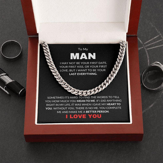 To My Man | You Complete Me | Cuban Link Chain - Gift for Husband, Soulmate, Fiance, Boyfriend - ALL4THEGIFTOFIT