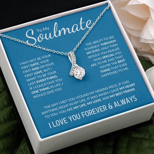 To My Soulmate (Blue Card) | I Love You Forever & Always | Alluring Beauty Necklace - Gift for Wife, Fiance, Girlfriend - ALL4THEGIFTOFIT