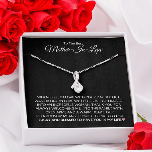 To The Best Mother-In-Law | Lucky and Blessed (Son-In-Law) | Alluring Beauty Necklace - Gift for Mother's Day, Wedding, Birthday, Holidays - ALL4THEGIFTOFIT