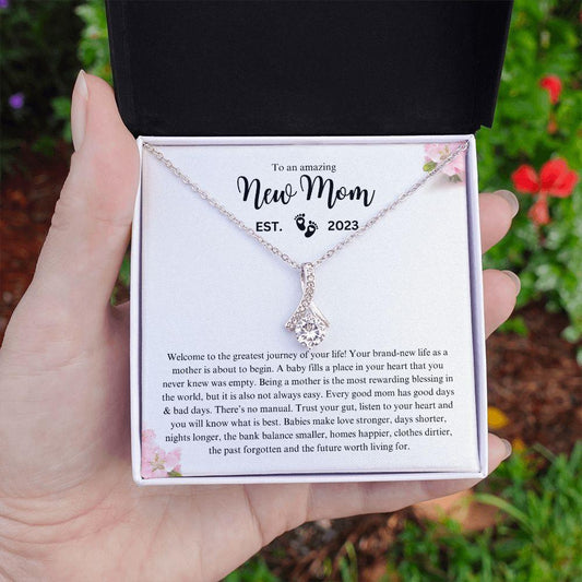 To An Amazing New Mom - Rewarding Blessing | Love Knot Necklace - Gift for Mother's Day, First Time Moms, Baby Shower Gift - ALL4THEGIFTOFIT