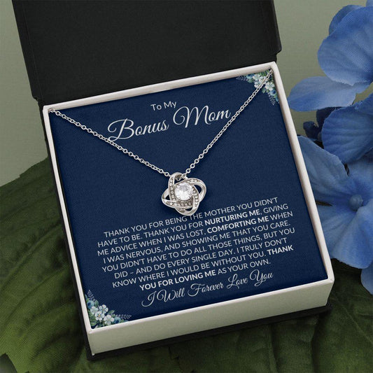 To My Bonus Mom | Thank You for Loving Me | Love Knot Necklace - Gift for Mother's Day, Birthdays, Holidays - ALL4THEGIFTOFIT