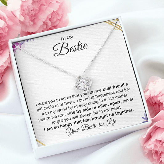 To My Bestie | The Best Friend a Girl Could Have | Love Knot Necklace - ALL4THEGIFTOFIT