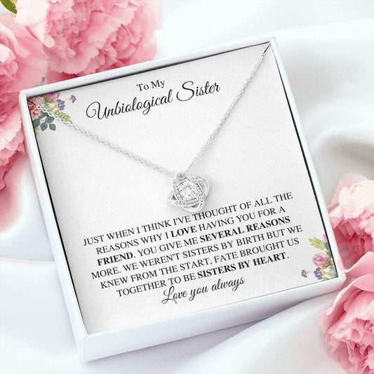 To My Unbiological Sister | Sisters by Heart | Love Knot Necklace - ALL4THEGIFTOFIT