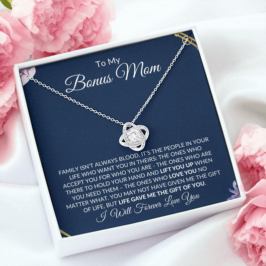 To My Bonus Mom | Life Gave Me the Gift of You | Love Knot Necklace - Gift for Mother's Day, Birthdays, Just Because, Holidays - ALL4THEGIFTOFIT