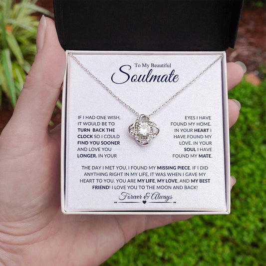 To My Beautiful Soulmate | I Love You to the Moon & Back | Love Knot Necklace - Gift for Wife, Fiance, Girlfriend - ALL4THEGIFTOFIT