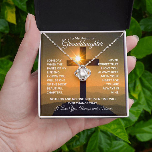 To My Beautiful Granddaughter | Forever in My Heart | Love Knot Necklace - Gift for Birthday, Confirmation, Holidays - ALL4THEGIFTOFIT