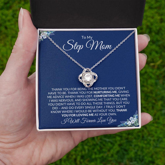 To My Step Mom | Thank You for Loving Me | Love Knot Necklace - Gift for Mother's Day, Birthdays, Holidays - ALL4THEGIFTOFIT