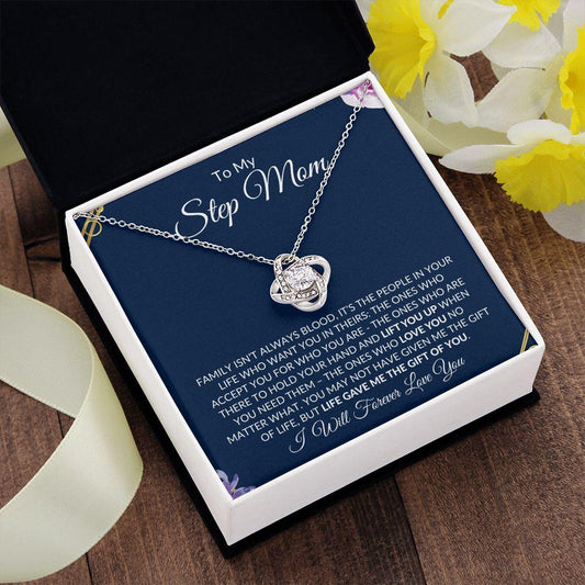 To My Step Mom | I Will Forever Love You | Love Knot Necklace - Gift for Mother's Day, Birthdays, Holidays - ALL4THEGIFTOFIT