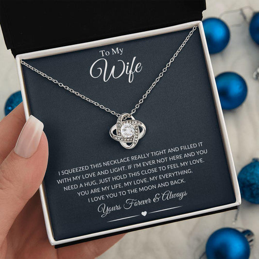 To My Wife | I Love You to the Moon & Back | Love Knot Necklace - ALL4THEGIFTOFIT