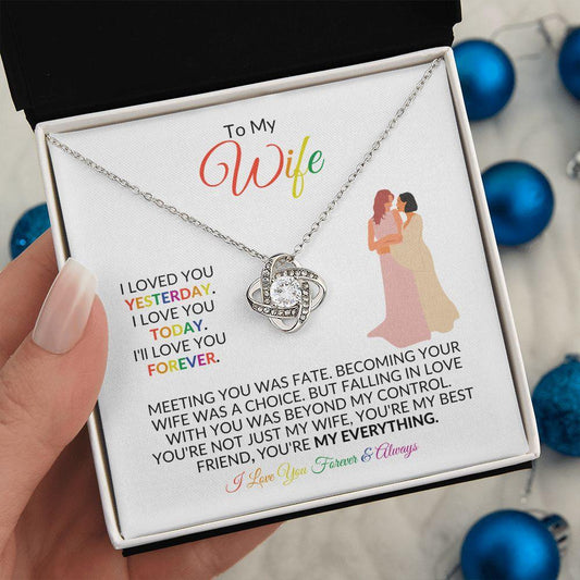 To My Wife | You'e My Everything | Love Knot Necklace - Gift for Soulmate, Valentine's, Birthday, Anniversary - ALL4THEGIFTOFIT