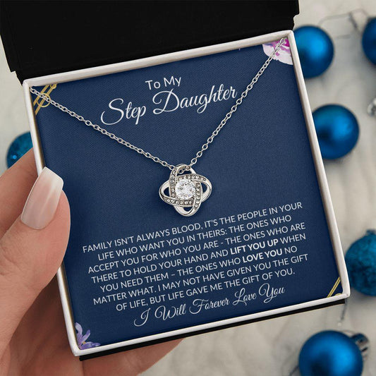 To My Step Daughter | Life Gave Me the Gift of You | Love Knot Necklace - ALL4THEGIFTOFIT