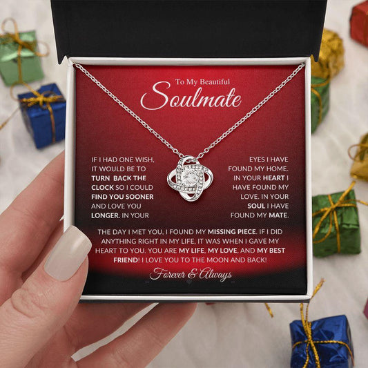 To My Beautiful Soulmate | Love You to the Moon & Back | Love Knot Necklace - Gift for Wife, Fiance, Girlfriend - ALL4THEGIFTOFIT