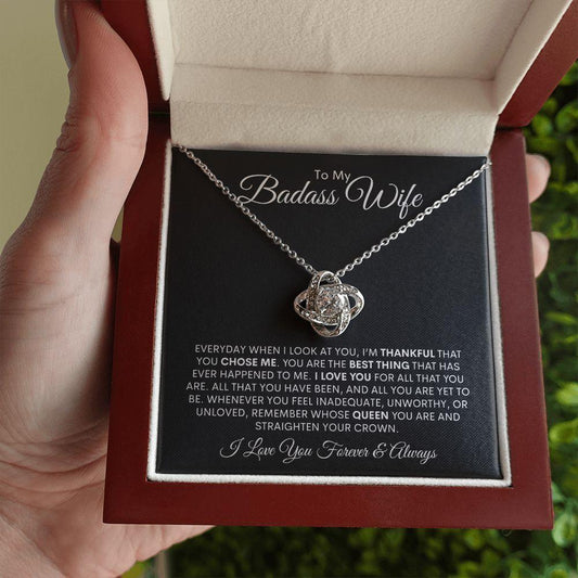 To My Badass Wife | You Are My Queen | Love Knot Necklace - ALL4THEGIFTOFIT