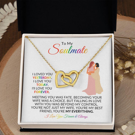 To My Soulmate | My Best Friend, My Everything | Interlocking Hearts Necklace - Gift for Wife, Fiancée, Girlfriend - ALL4THEGIFTOFIT