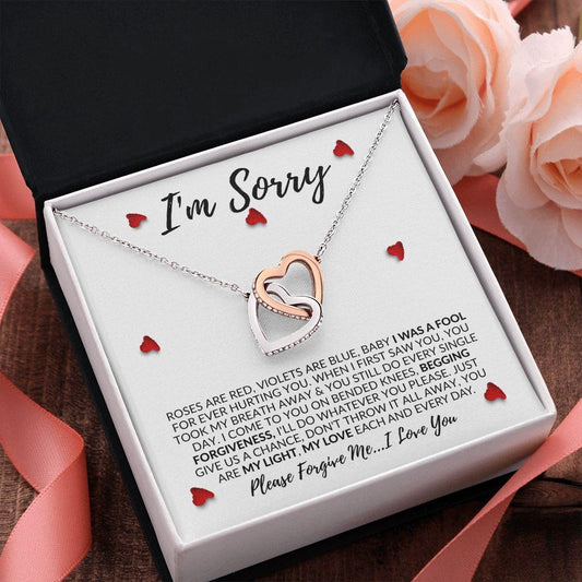 I'm Sorry | I Was a Fool | Interlocking Hearts Necklace - Gift for Wife, Soulmate, Fiancée, Girlfriend - ALL4THEGIFTOFIT