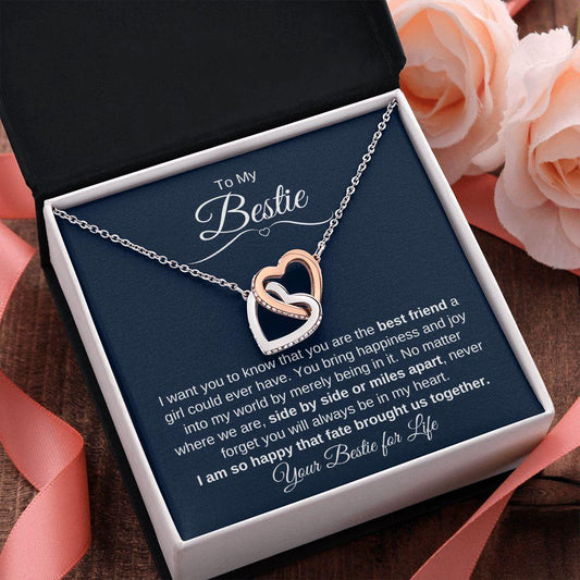 To My Bestie | Best Friend Ever | Interlocking Hearts Necklace - ALL4THEGIFTOFIT