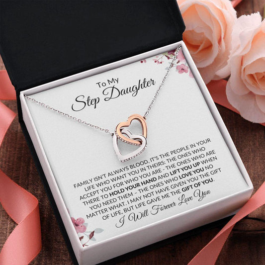 To My Step Daughter | You are My Greatest Gift | Interlocking Hearts Necklace - ALL4THEGIFTOFIT