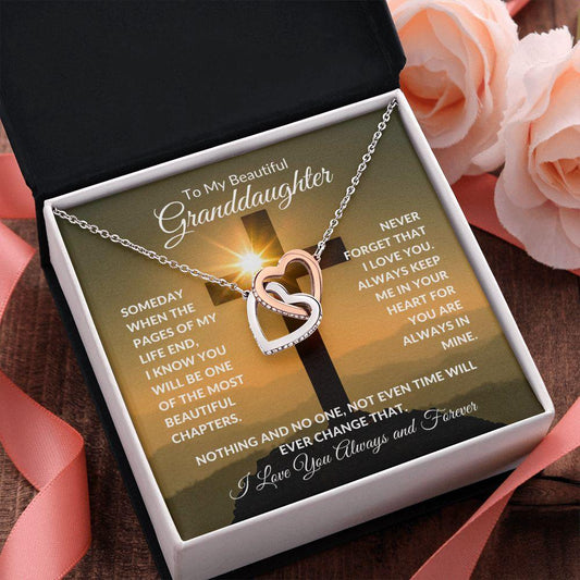 To My Beautiful Granddaughter | Forever in My Heart | Interlocking Hearts Necklace - Gift for Birthday, Confirmation, Holidays - ALL4THEGIFTOFIT