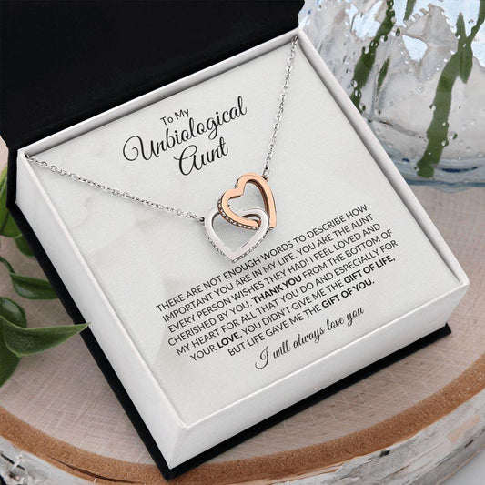 To My Unbiological Aunt | Life Gave Me the Gift of You | Interlocking Hearts Necklace - ALL4THEGIFTOFIT