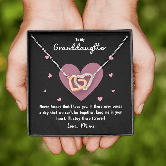 To My Granddaughter | Never Forget That I Love You - Mimi | Interlocking Hearts Necklace - Gift for Birthdays, Graduation, Holidays - ALL4THEGIFTOFIT