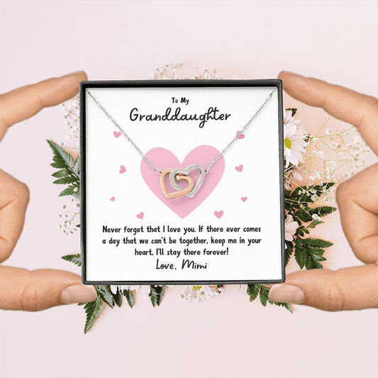 To My Granddaughter | Never Forget That I Love You - Mimi | Interlocking Hearts Necklace - Gift for Birthdays, Graduation, Holidays - ALL4THEGIFTOFIT