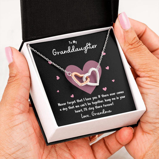 To My Granddaughter | Never Forget That I Love You - Black | Interlocking Hearts Necklace - Gift for Birthdays, Graduation, Holidays - ALL4THEGIFTOFIT