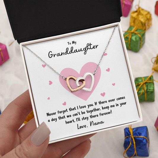 To My Granddaughter | Never Forget That I Love You - Nana | Interlocking Hearts Necklace - Gift for Birthdays, Graduation, Holidays - ALL4THEGIFTOFIT