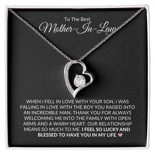 To The Best Mother-In-Law | Lucky and Blessed | Forever Love Necklace - Gift for Mother's Day, Wedding, Birthday, Holidays - ALL4THEGIFTOFIT
