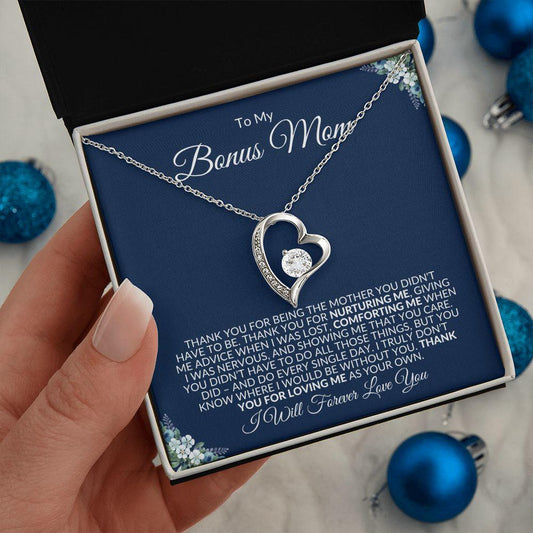 To My Bonus Mom | Thank You For Loving Me | Forever Love Necklace | Gift for Mother's Day, Birthdays, Holidays - ALL4THEGIFTOFIT