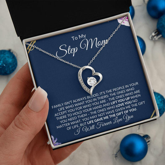 To My Step Mom | Life Gave Me the Gift of You | Forever Love Necklace - Gift for Mother's Day, Birthdays, Holidays - ALL4THEGIFTOFIT