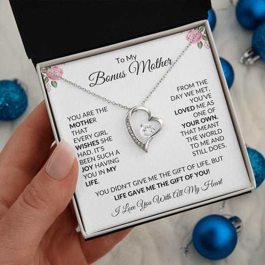 To My Bonus Mother | Life Gave Me the Gift of You | Forever Love Necklace - Gift for Mother's Day, Birthdays, Holidays - ALL4THEGIFTOFIT