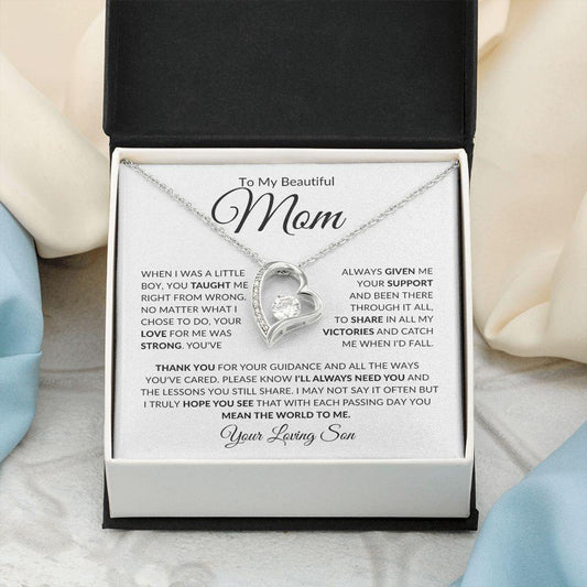 To My Beautiful Mom | You Mean The World To Me - Loving Son | Forever Love Necklace - ALL4THEGIFTOFIT